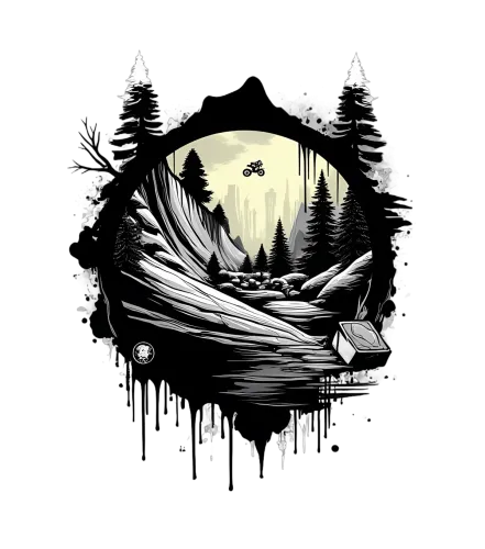 T-Shirts Design: Biker Soaring Through Surreal Landscape