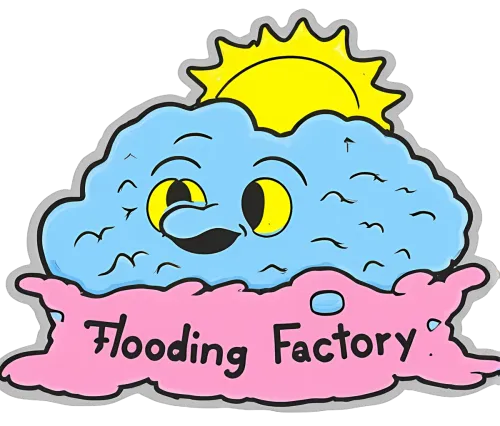 Whimsical Cloud Wink: Flooding Factory Design