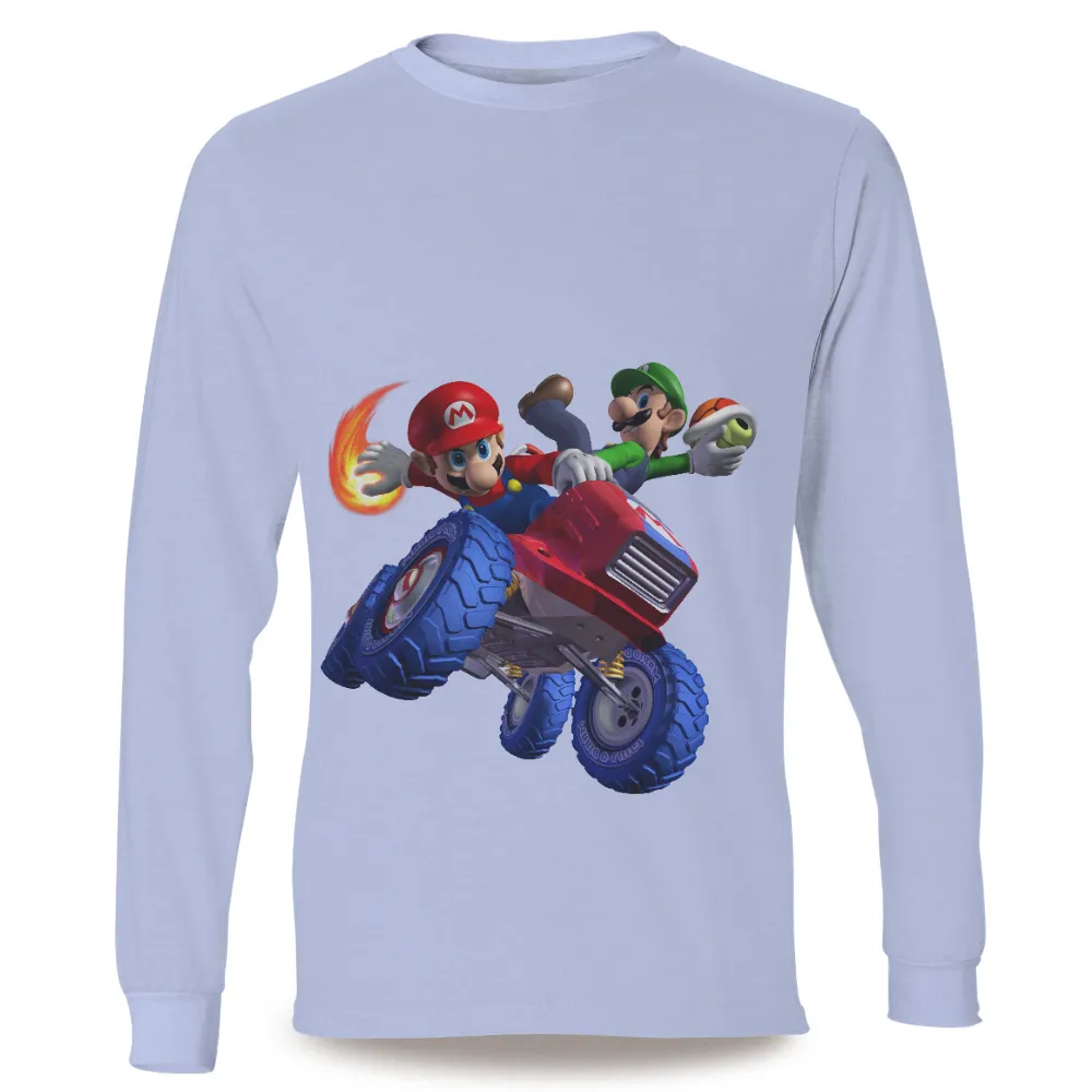 Tee Shirts Printed: Mario and Luigi Racing Adventure|mario shirt off