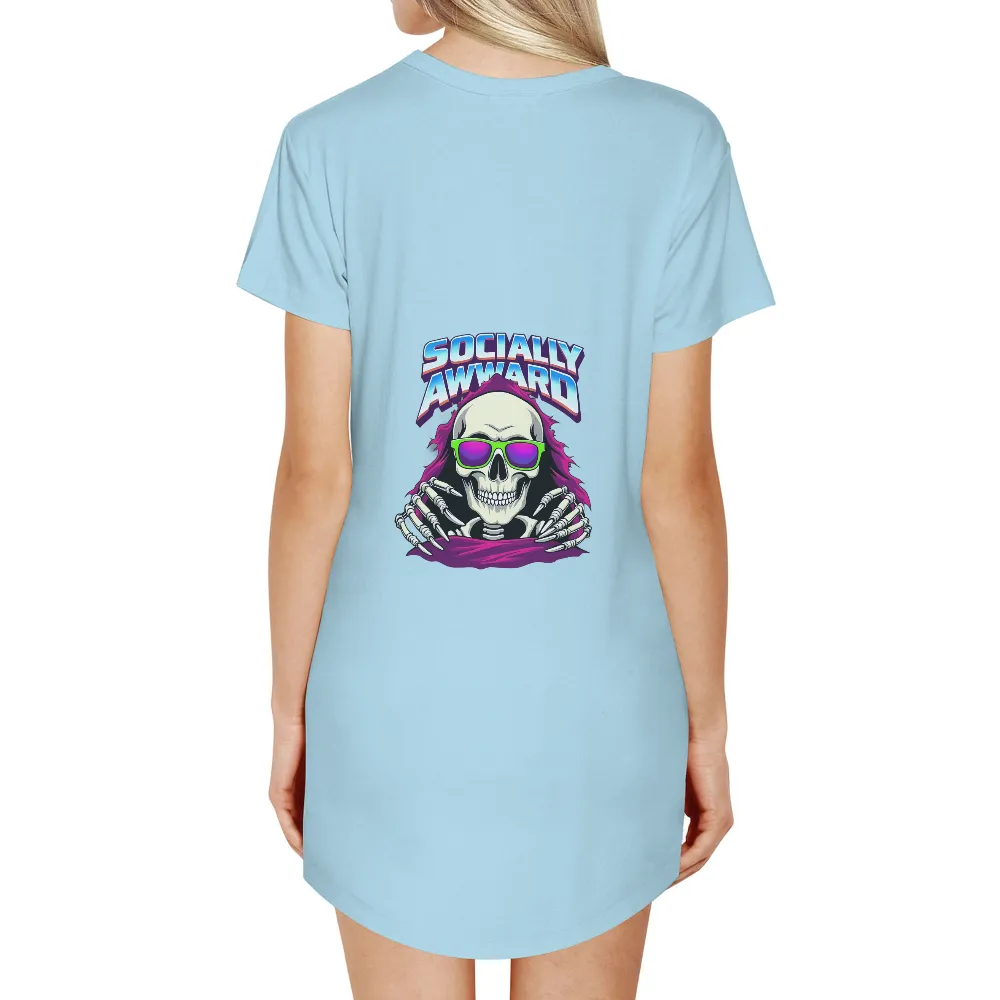 Tee Shirts Printed: Socially Awkward Skeleton in Retro Sunglasses|retro fourth of july shirts