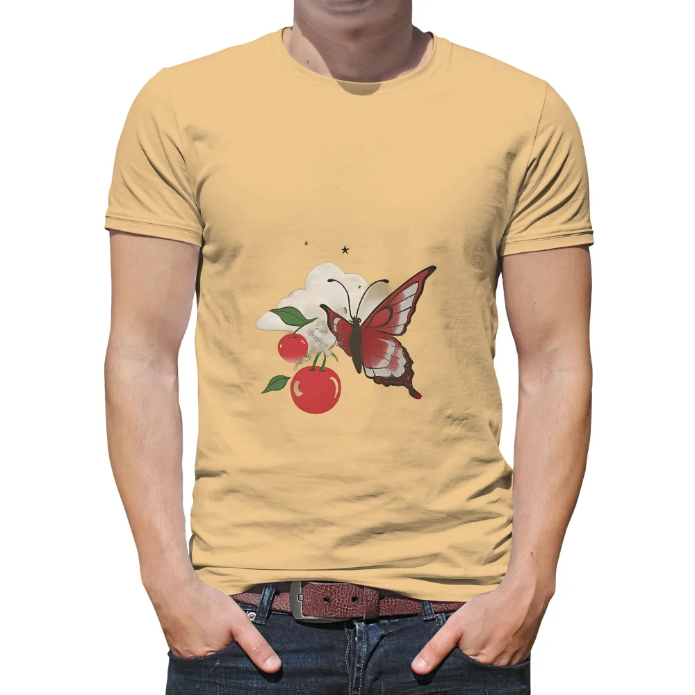 Shirts Graphic Tees: Scarlet Butterfly and Cherry Blossom - Artistic Designs|t shirt butterfly roblox