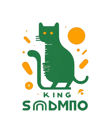 Playful Retro Cat Design - Green King Simmo with Orange Accents