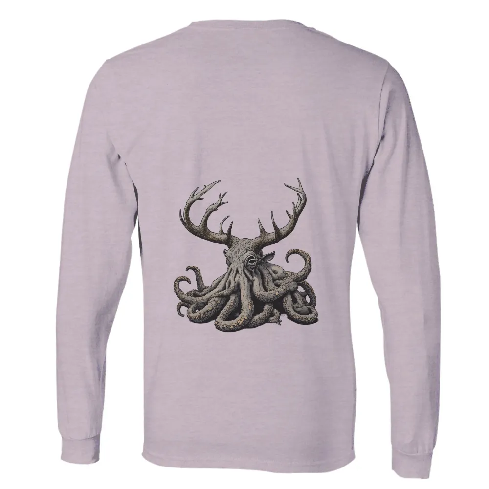 Unique Design Featuring Mythical Creature with Deer Antlers and Octopus Tentacles|derek jeter t shirt vintage