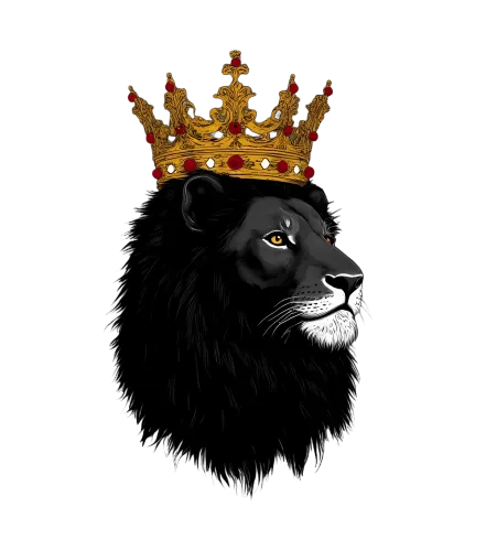 Custom T-Shirt Printing: Regal Lion with Crown - Artistic Design