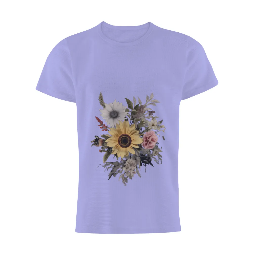 Custom T-Shirt Printing: Vibrant Sunflower and Delicate Daisies|daisy buchanan shirts