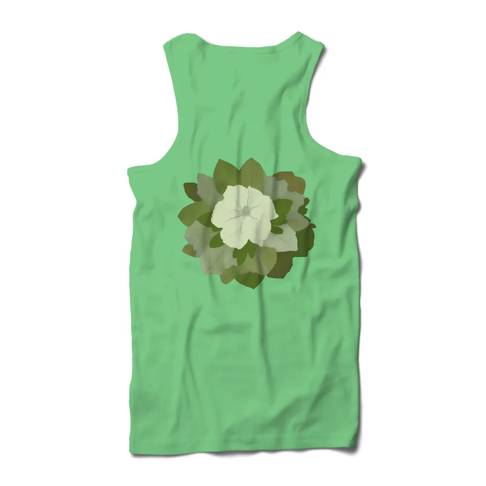 T-Shirts Design: White Flower Tranquility|nature graphic tees