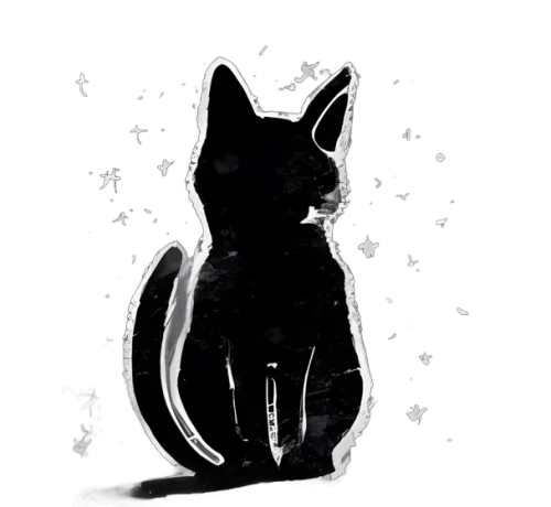 Graphic Tees: Cosmic Cat Silhouette - Minimalist Night Sky Design