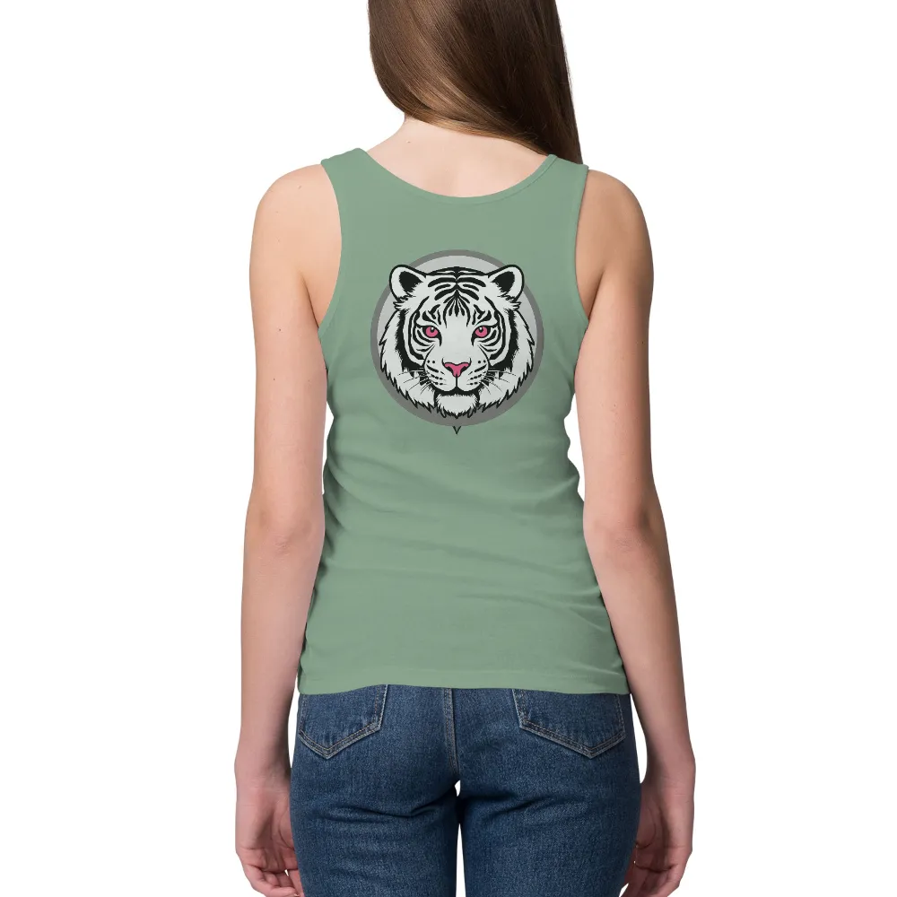 Custom Tee Shirts: White Tiger with Pink Eyes - Artistic Design|regal military shirt