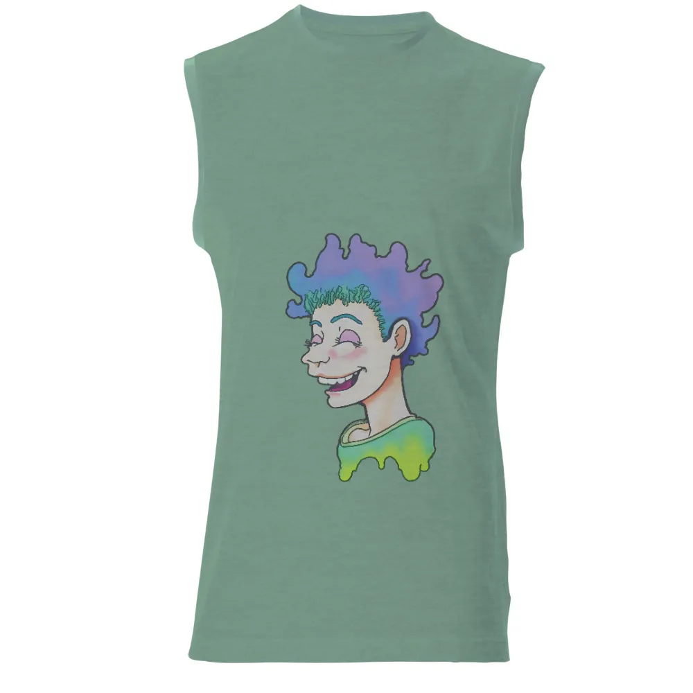 Custom Tee Shirts: Vibrant Colors and Infectious Smile - Artistic Self-Portrait|music art love happiness t shirt