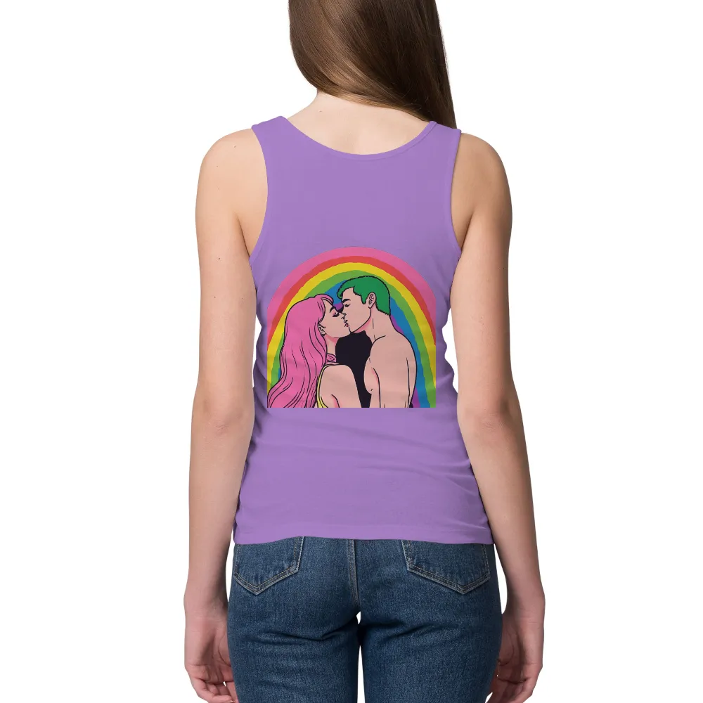 TShirt Design: Love Under the Rainbow - Artistic Pop Culture|rainbow motif t shirt