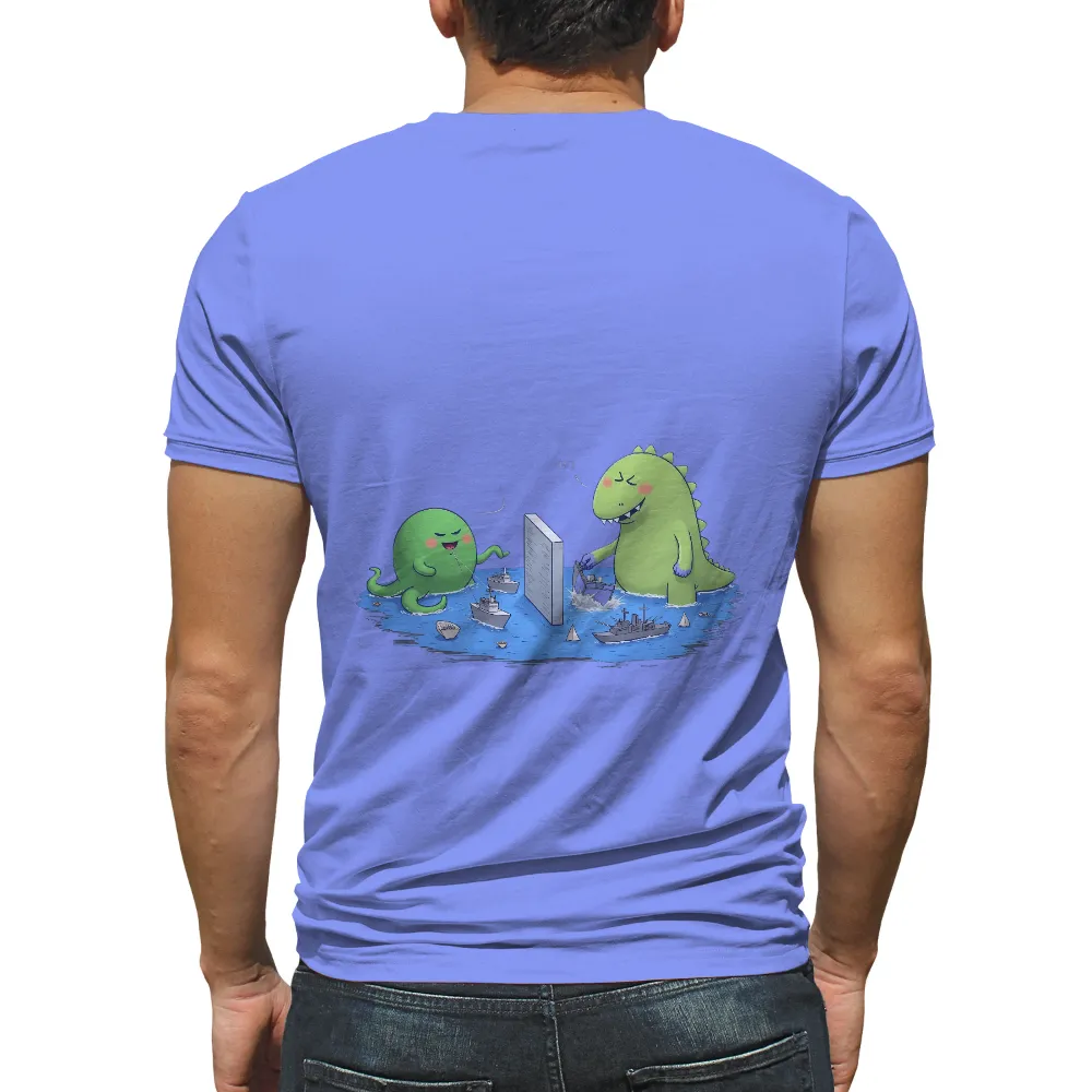 TShirt Printing: Octopus vs Dinosaur - A Playful Battle of Friendship| Hit on the dinosaur's ship