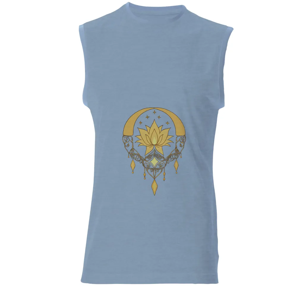 Customized Tee Shirts: Golden Lotus and Crescent Moon - Artistic Designs|harmony day t shirts best and less