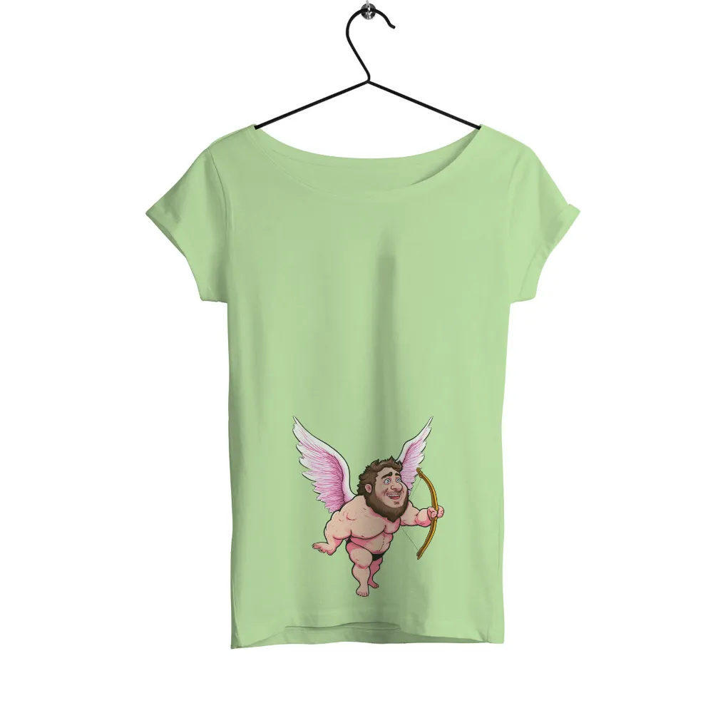 Custom Tee Shirts: Whimsical Cupid Spreading Joy and Laughter|Golden bow in Cupid's hand