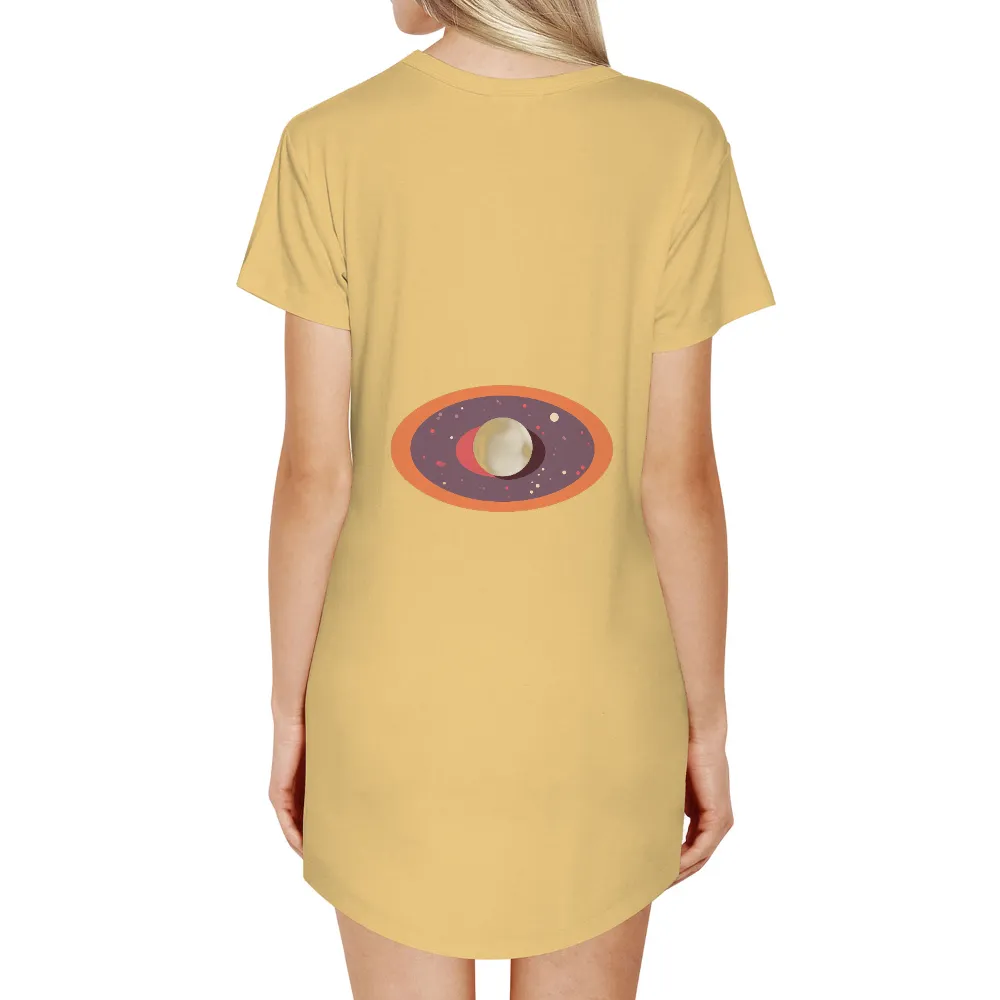 Graphic Tees: Cosmic Exploration - Moon & Stars|Central moon-like sphere