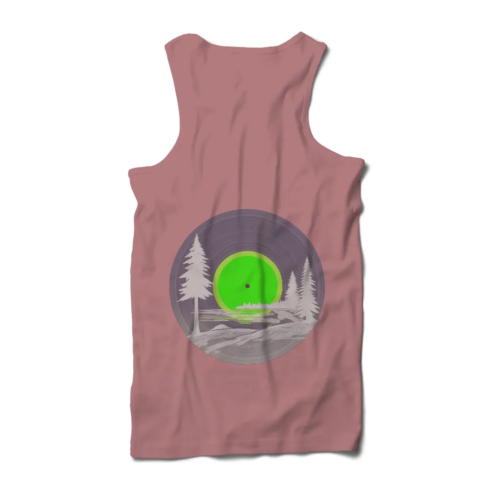 Custom T-Shirt Printing: Nature's Melody - Vinyl Record Design|island lake camp staff shirt