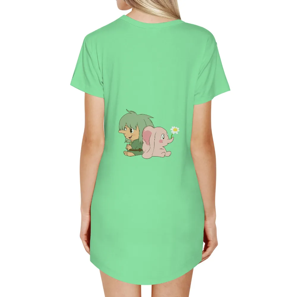 Customized Tee Shirts: Elara and Blossom - Anime Friendship Design|reign forest fronds camp shirt