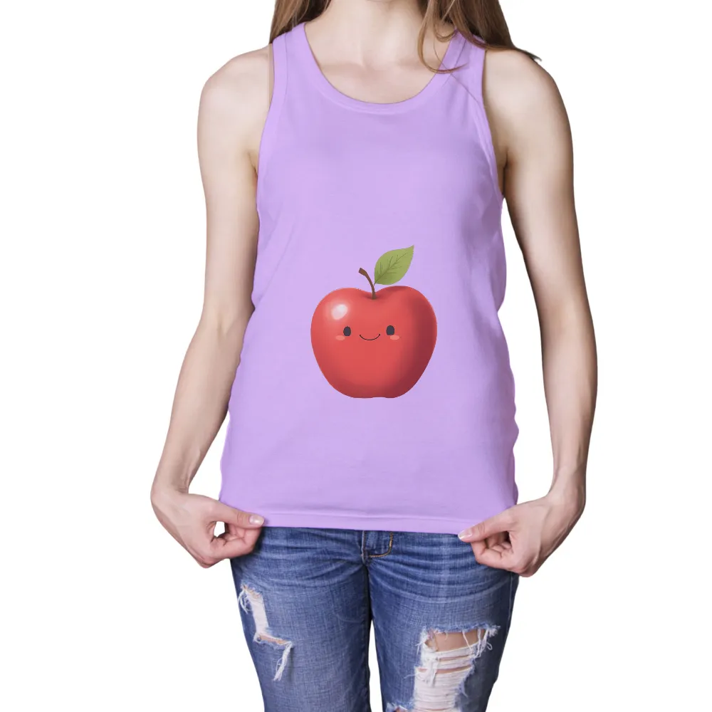 Graphic Tees: Cheerful Red Apple with a Happy Face|happy earth day shirt