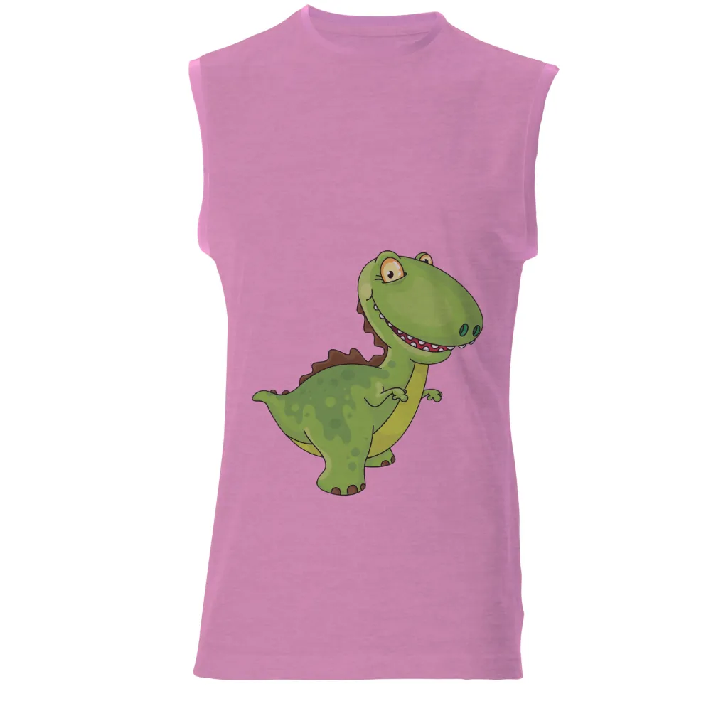 Graphic Tees: Friendly Dinosaur Adventure - Artistic Design|bleach on green shirt