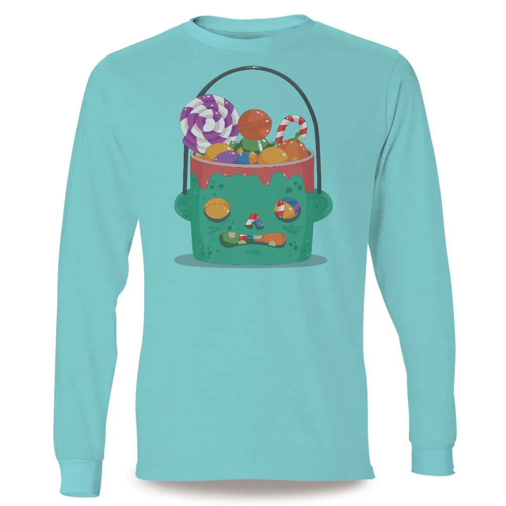 Graphic Tees: Zombie Bucket of Candy - Spooky & Playful Halloween Design|not made for winter shirt