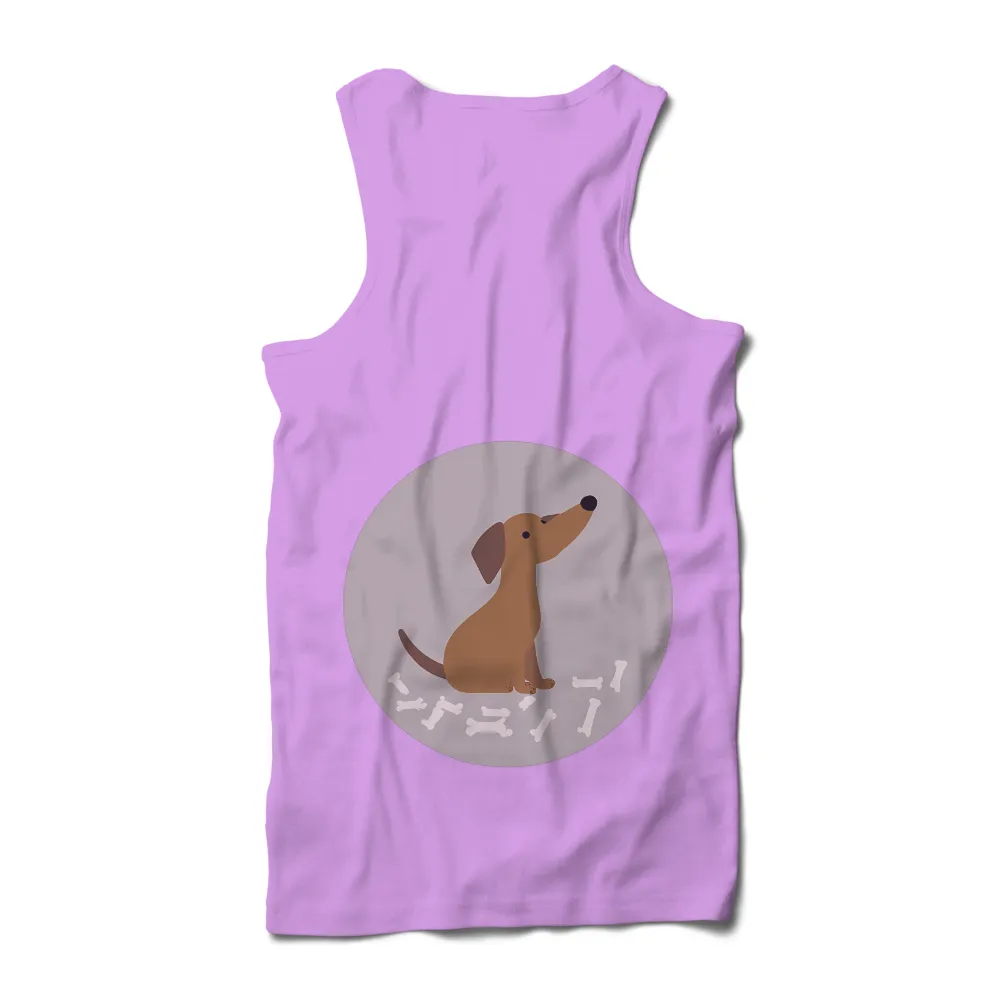 T-Shirts Design: Whimsical Dachshund with Bones - Playful and Happy| innocent puppy