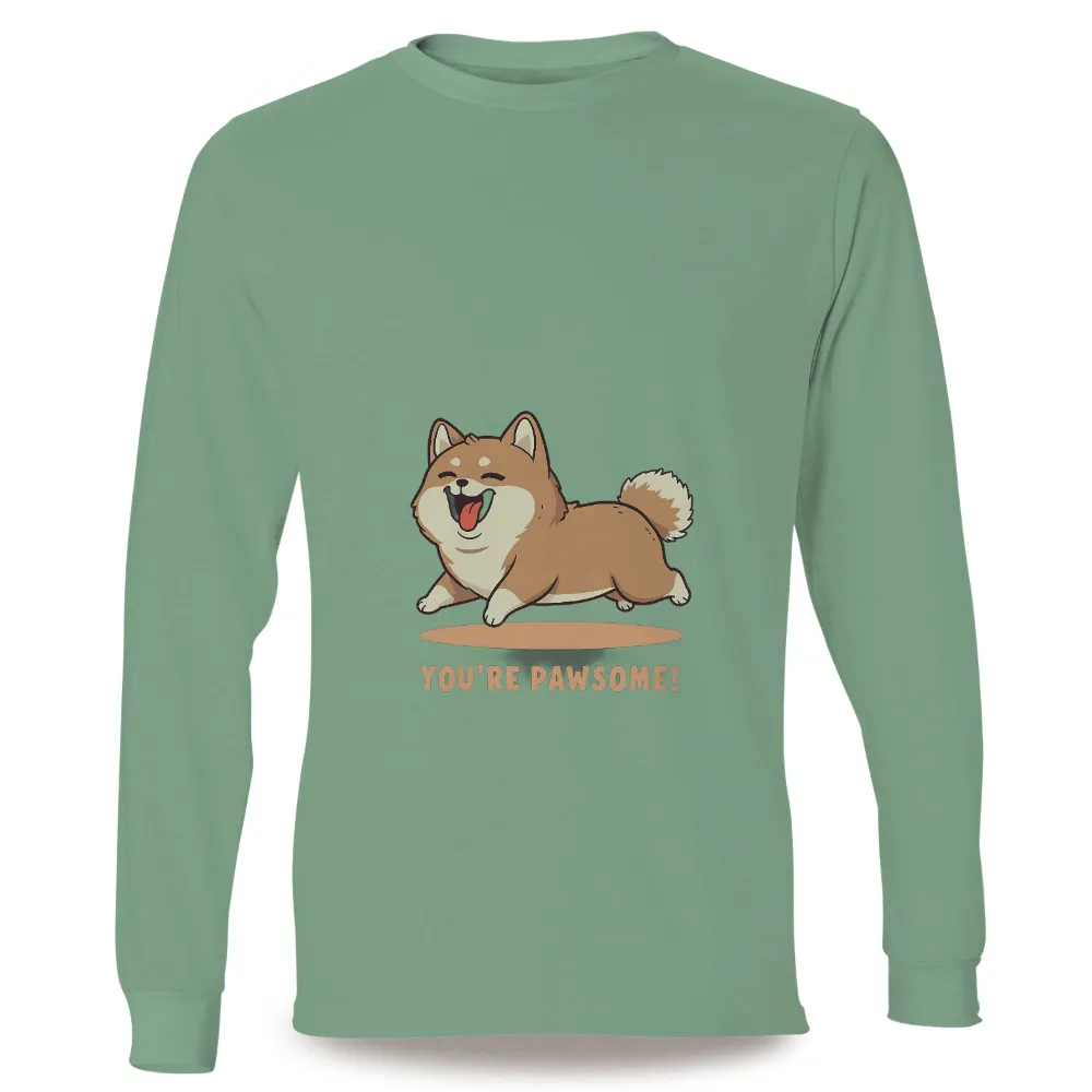 Tee Shirts Printed: You're Pawsome! - Cheerful Shiba Inu Design|military t shirts humor uk