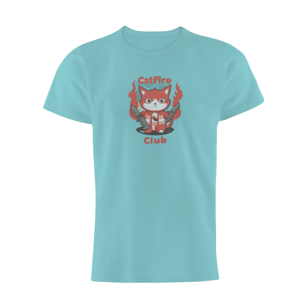 Shirts Graphic Tees: CatFire Club - Brave Feline Defender|lady pink street art