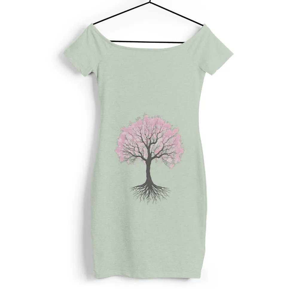 Unique Art Design: Tree with Pink Leaves and Detailed Roots|bleach halloween shirts dollar tree