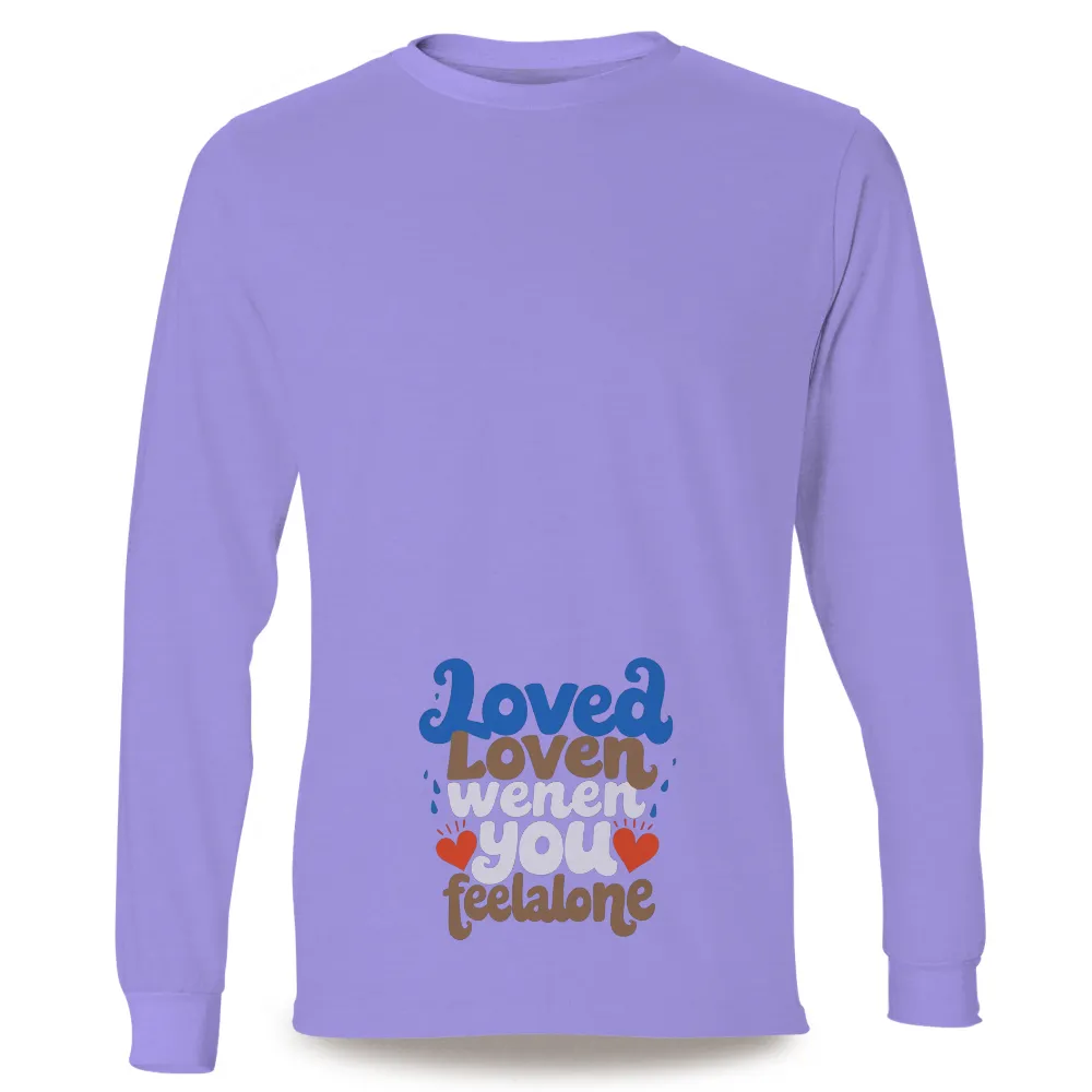 Tee Shirt Printing: Loved When You Feel Alone|Loved when you feel alone text