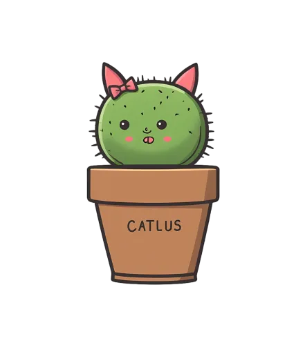 Tee Shirts Printed: CATLUS - Whimsical Cactus Cat Design