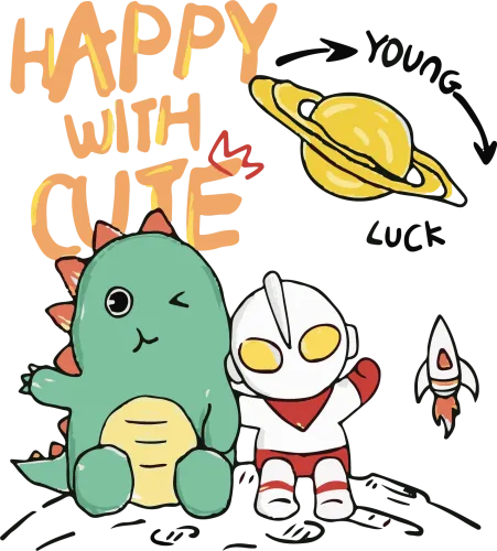 Customized Tee Shirts: Happy with Cute - Ultraman and Dinosaur Adventure