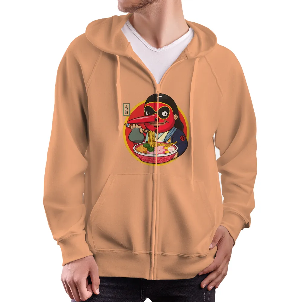 T-Shirts Pattern: Red Mask Hero Enjoying Ramen| nostalgic design