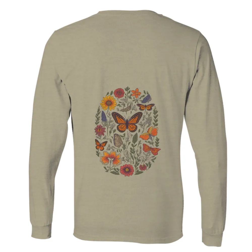 Custom Tee Shirts: Nature's Harmony - Butterfly and Flowers Design|new yorker butterfly t shirt