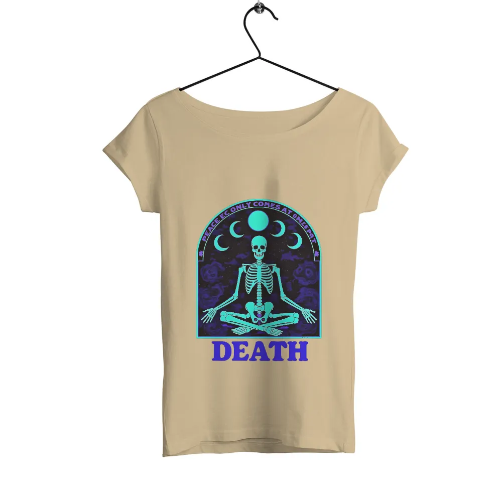 Shirts Graphic Tees: Skeleton Meditation - Peace Comes at Death|rainbow skeleton hands shirt