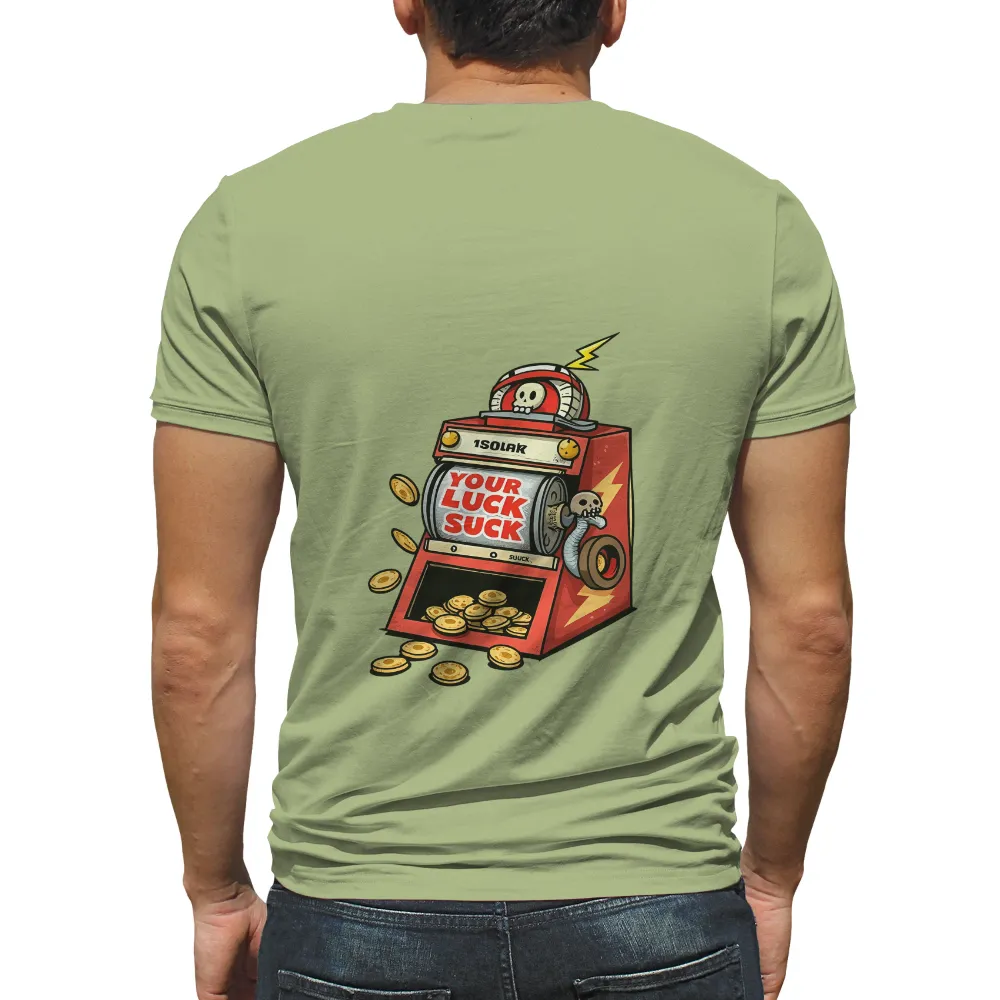 Custom Tee Shirts: Your Luck Suck - Slot Machine Humor| Your Luck Suck text