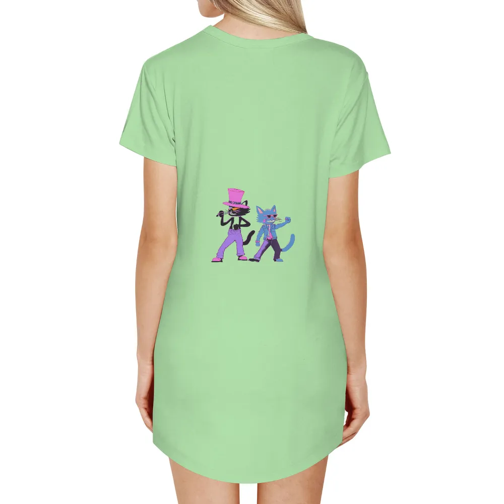 Graphic Tees: Neon Cats Adventure - Artistic Designs|neon green carhartt t shirt