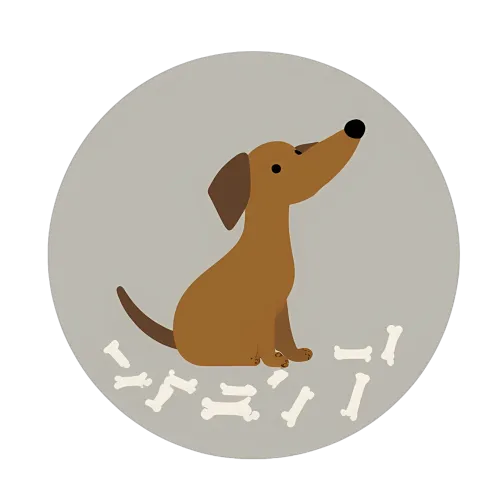 T-Shirts Design: Whimsical Dachshund with Bones - Playful and Happy