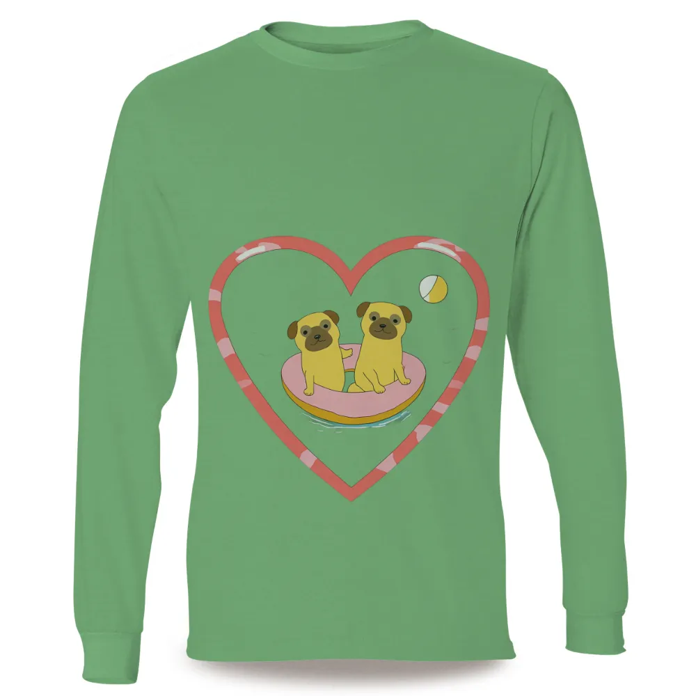 T-Shirts Pattern: Pug Friends in a Heart Frame|hot grill summer shirt