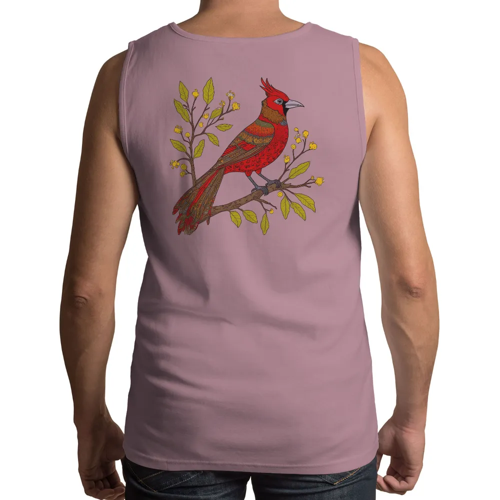 Tee Shirts Printed: Majestic Cardinal in the Forest|women's long sleeve uv protection golf shirts