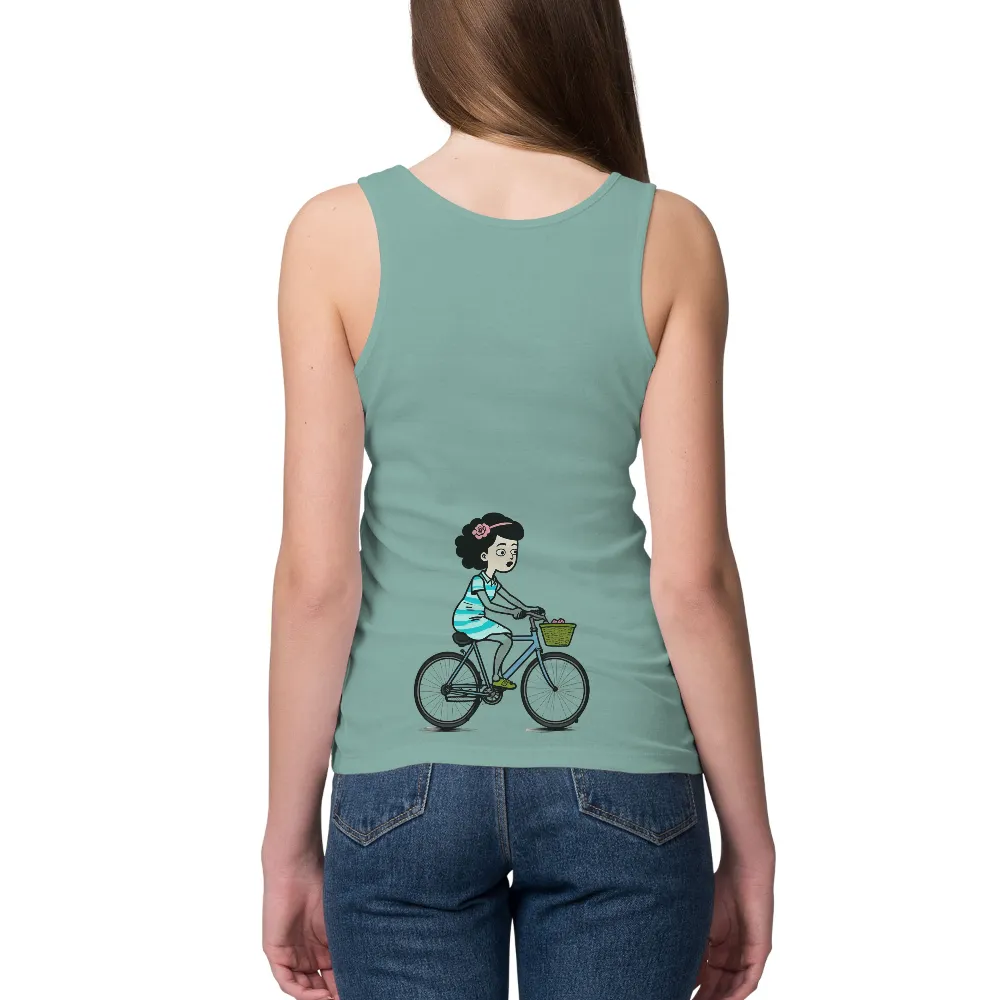 Custom T-Shirt Printing: Embrace Freedom and Nature with Lily's Bicycle Ride|music art love happiness t shirt