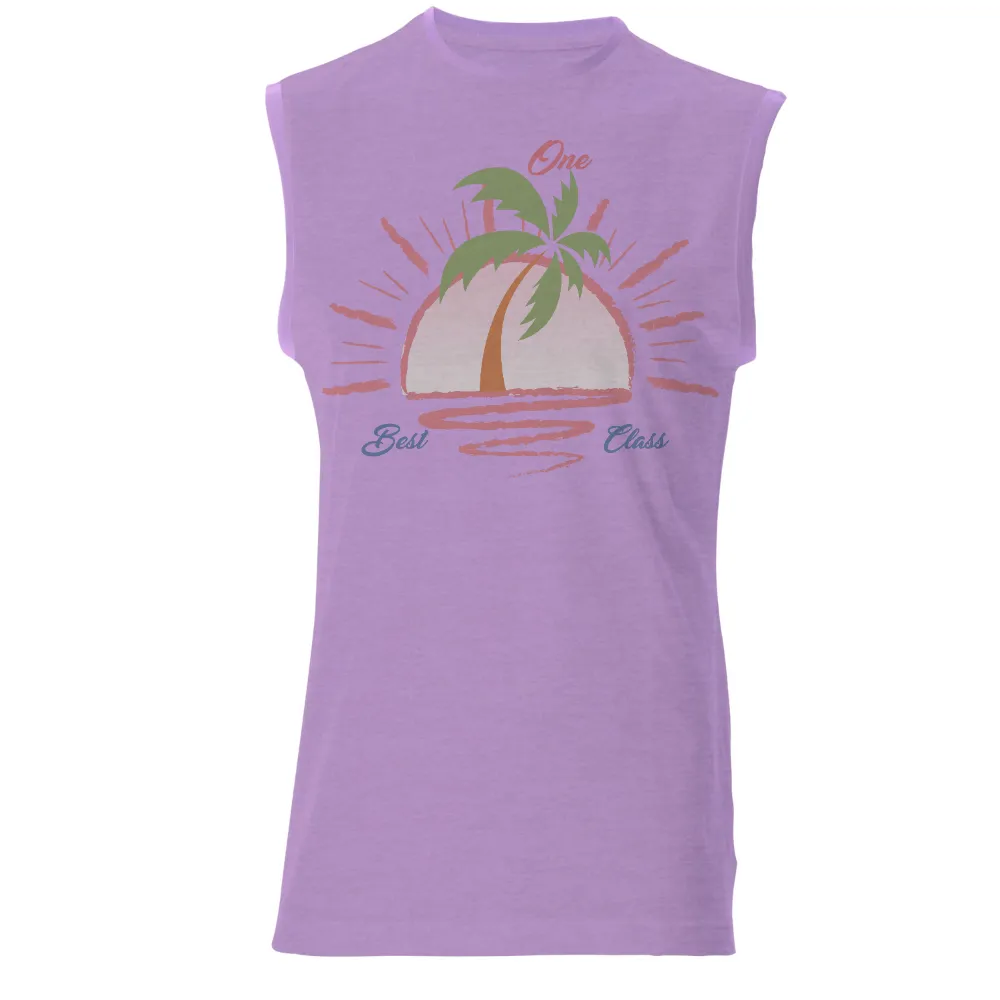 Shirts Graphic Tees: One Best Class - Beach Sunset Palm Tree Design|family beach vacation shirts 2021