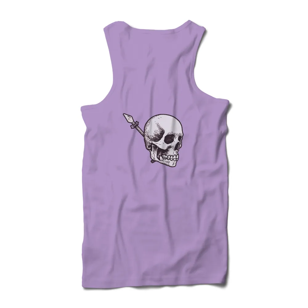 Custom T-Shirt Printing: Defiant Skull with Spear - Artistic Design| Defiant skull artwork