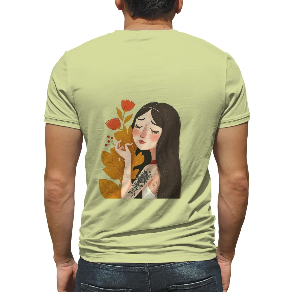 Shirts Graphic Tees: Elara's Serene Moment with Flowers and Tattoos|july woman birthday shirt