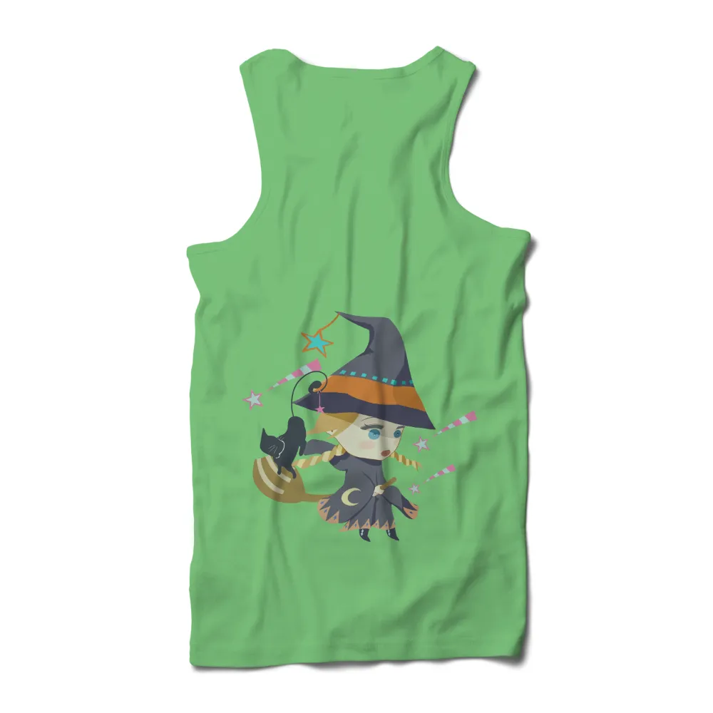 Tee Shirt Printing: Magical Witch with Colorful Stars|sunlight magic print shirt