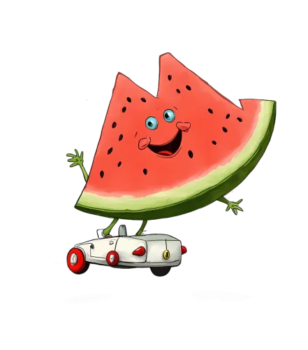 T-Shirts Pattern: Watermelon Adventure on a Tiny Car