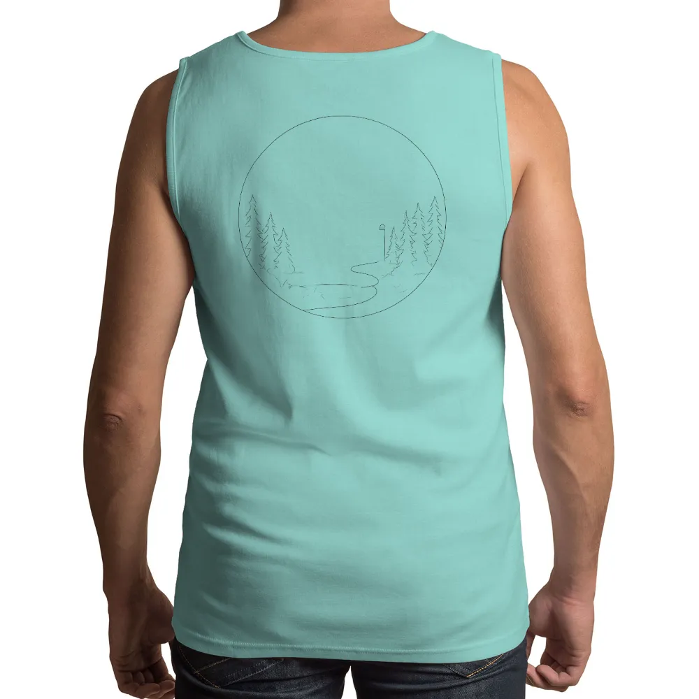 TShirt Printing: Serene Forest Journey - Minimalist Nature Design|reign forest fronds camp shirt