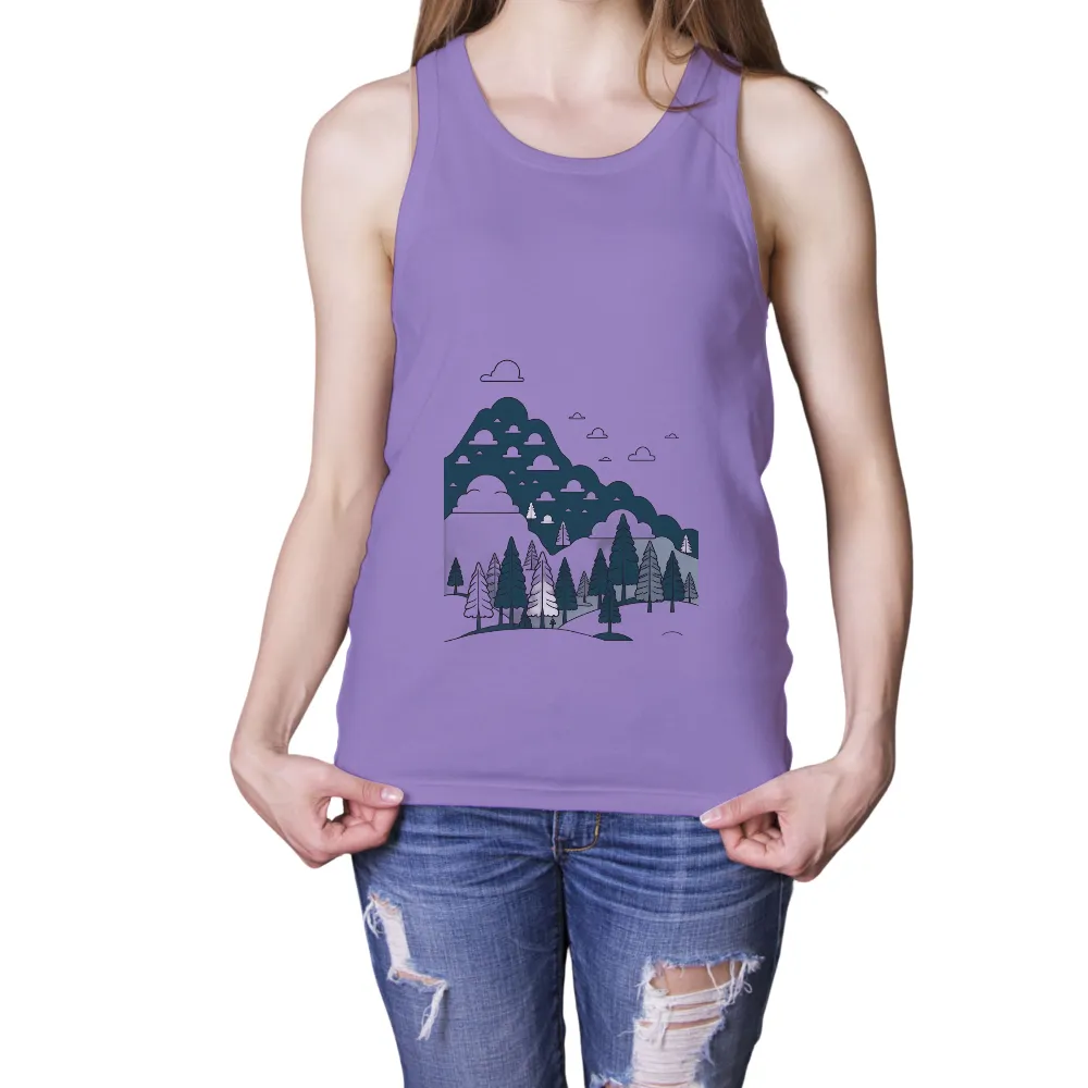 Custom Tee Shirts: Forest Serenity Under Moonlight| serene night in the woods