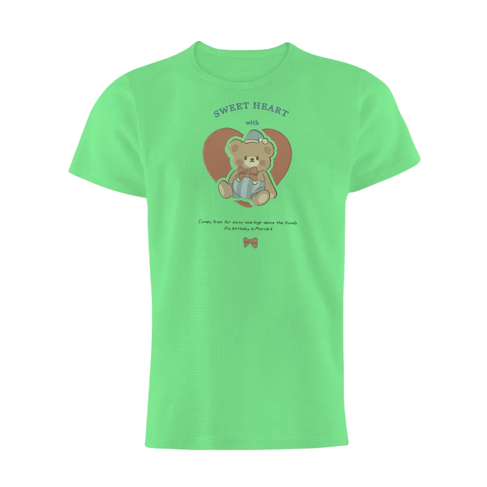 Customized Tee Shirts: Sweet Heart with Teddy Bear Love|love peace skeet cheese shirt