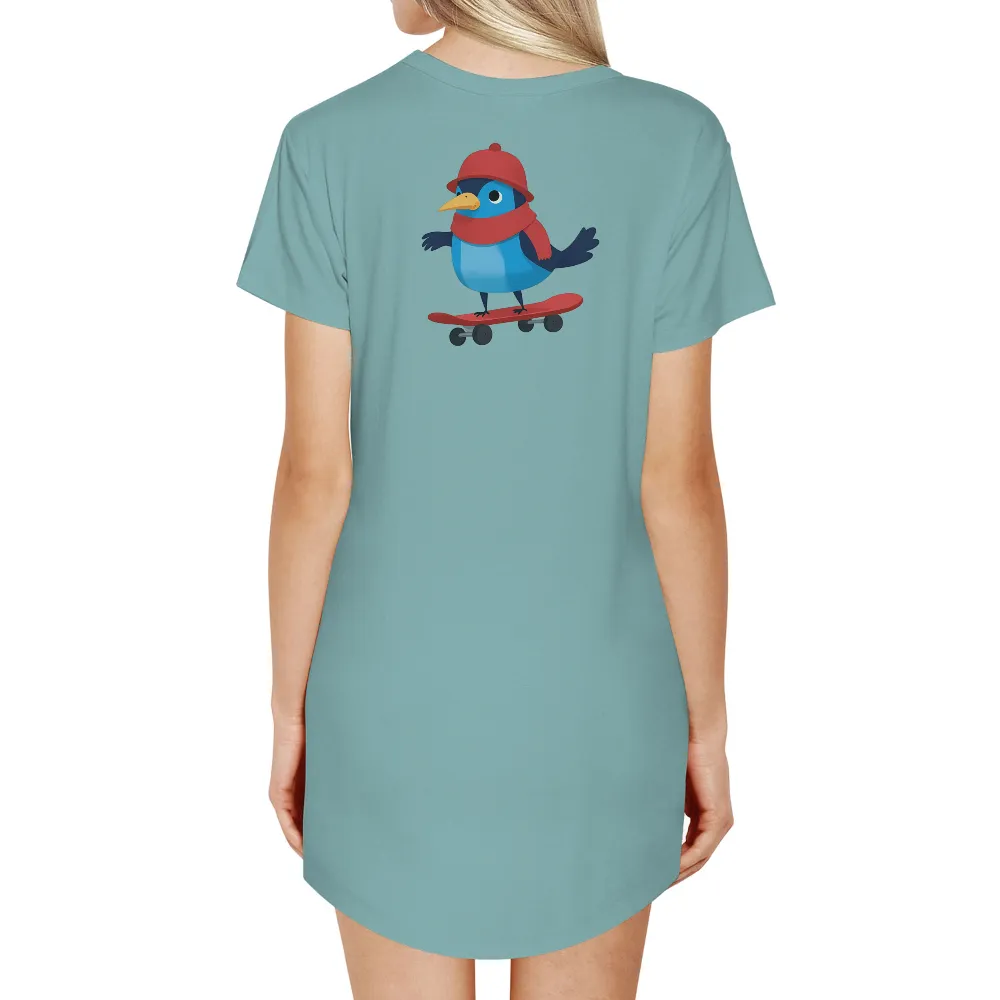 Custom Tee Shirts: Beep the Skateboarding Bird|urban artist