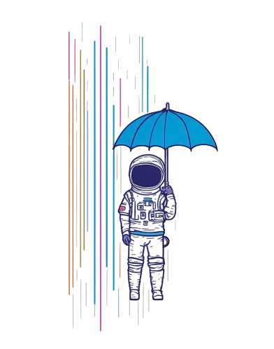 Customized Cyberpunk Retro Astronaut Design with Neon Umbrella