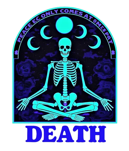 Shirts Graphic Tees: Skeleton Meditation - Peace Comes at Death